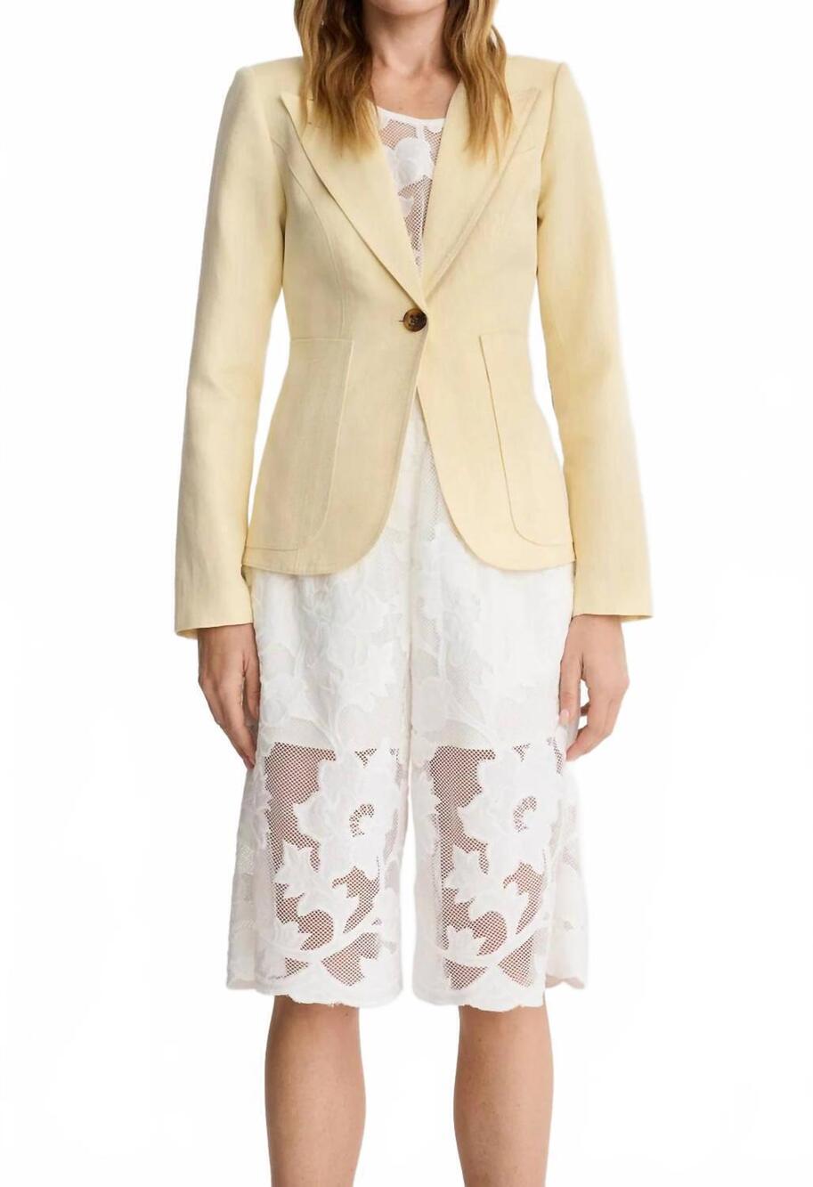 NEW SMYTHE patch pocket duchess blazer in butter